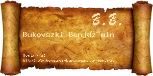 Bukovszki Benjámin névjegykártya